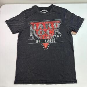 Hard Rock Cafe Hollywood Shirt Mens Medium Black Short Sleeve Guitar Tee
